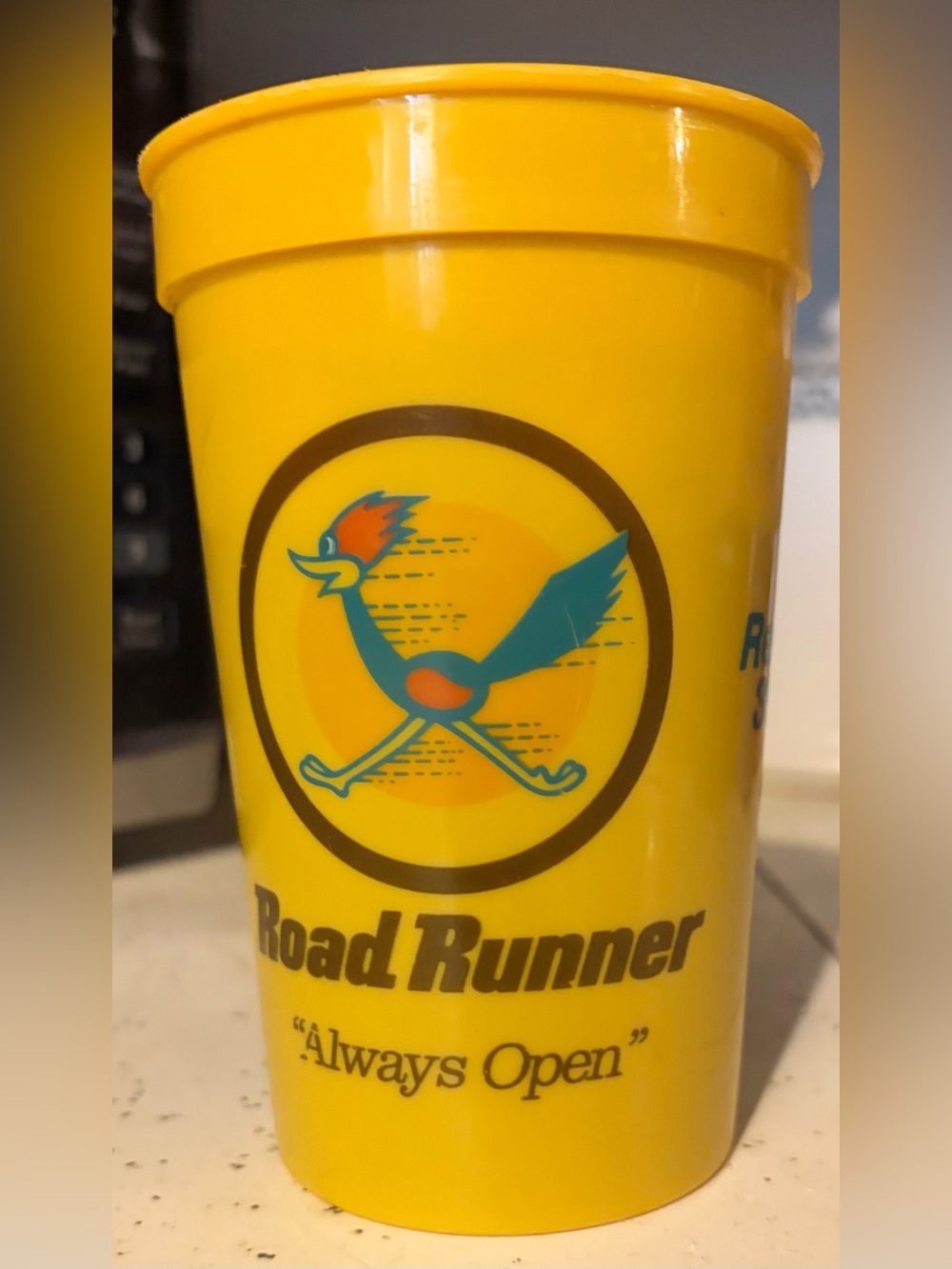 Vintage Yellow Plastic  Roadrunner -Cup
